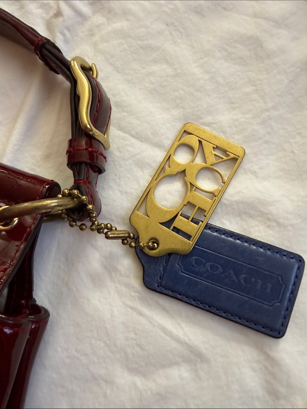 Coach Willis Top Handle Handbag in Crimson Red Patent Leather - Picture 11 of 15